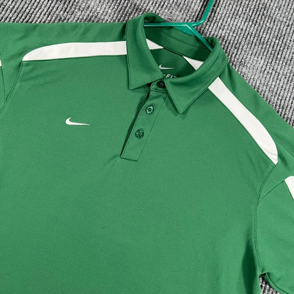 Nike Dri Fit Polo Shirt Mens Medium Green Short Sleeve Casual Golf Outdoor
